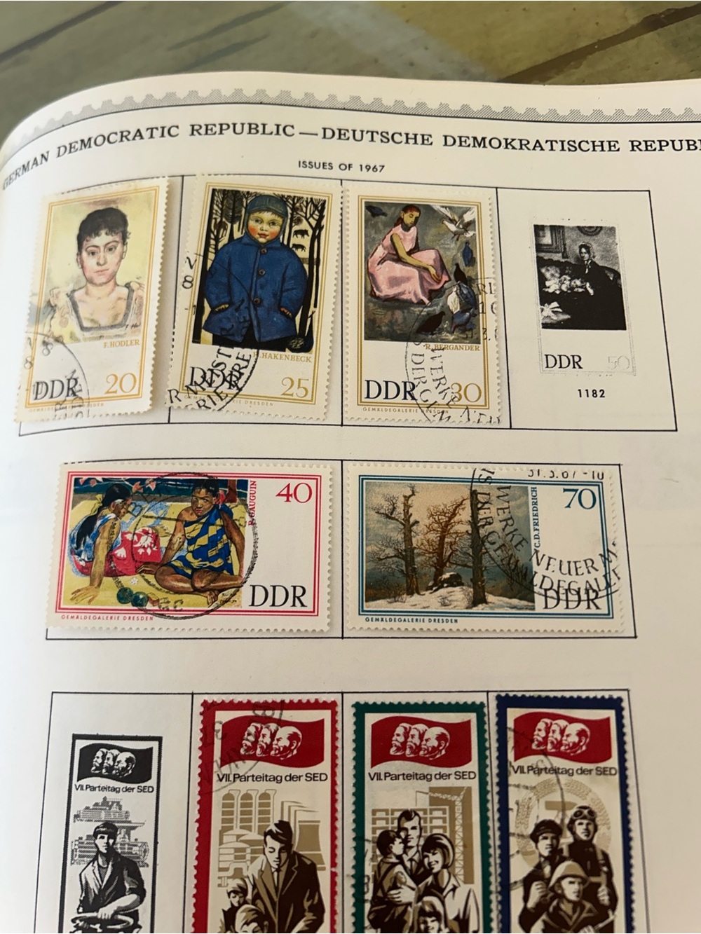 DDR Stamp Collection Page - Multicolor Accent Stamps a lot of 28 Stamps 1967